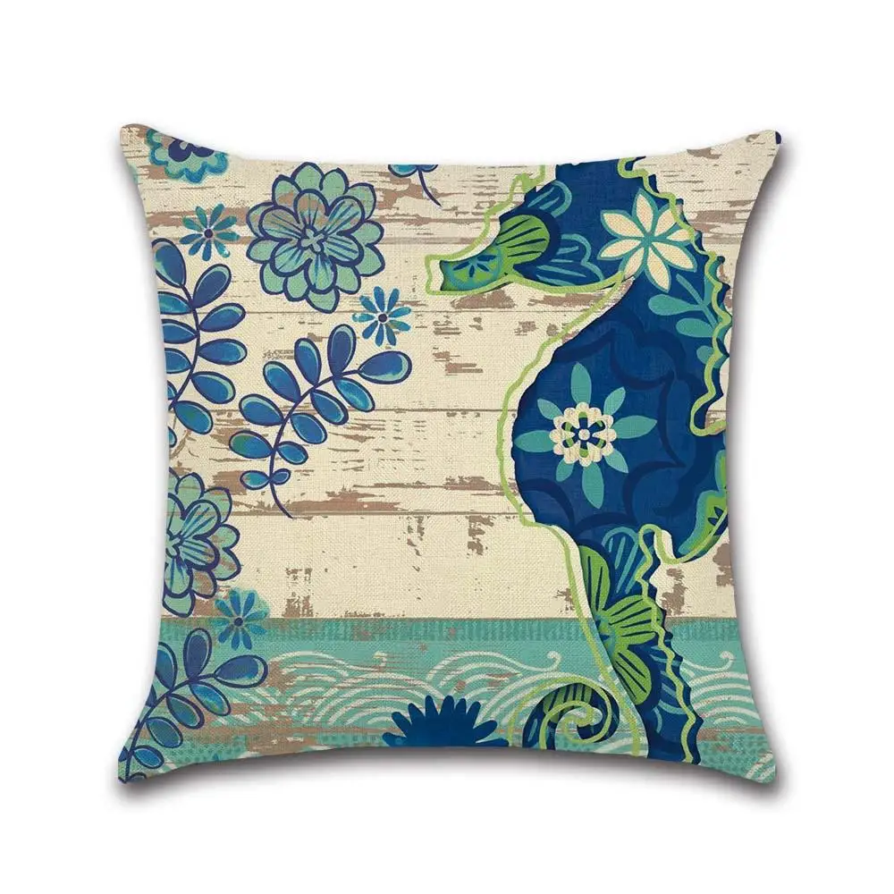 Turtle Cushion Cover Ocean Animal Decorative Pillowcase Linen Cotton Throw Pillow Case Whale almohada poszewka | Дом и сад
