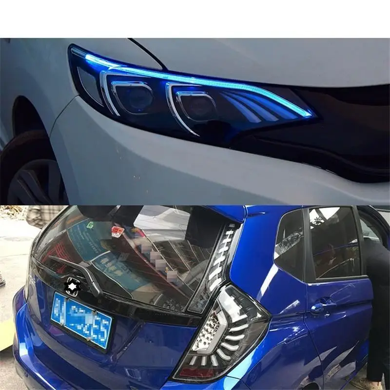 Cob боковые поворотные сигнальные части Automovil Стайлинг авто лампы светодиодные ходовые фары Задние Автомобильные фары в сборе 14 15 16 для Honda Fit