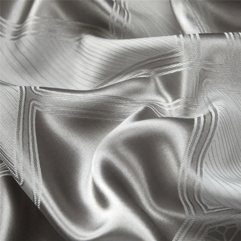 melhor 2020 50% De Seda De Luxo Jacquard Jogo De Cama Tencel Suave Gloss Conjuntos Capa De Edredão Fronhas Folha De Cama King Size 4Pcs