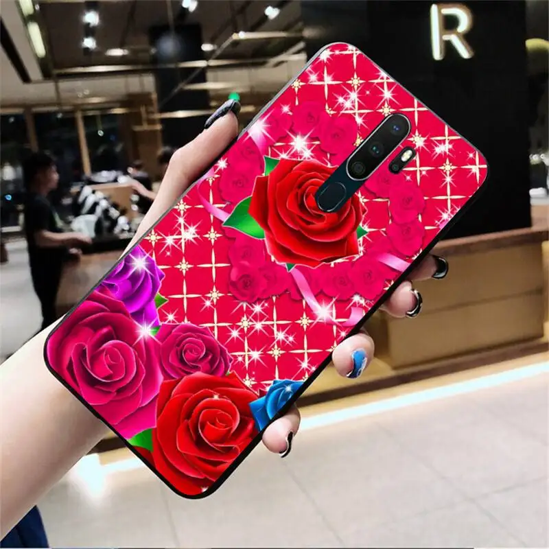 Мягкий чехол для телефона с красной бабочкой и розами на заказ Oppo A5 A9 2020 Reno2 z Renoace