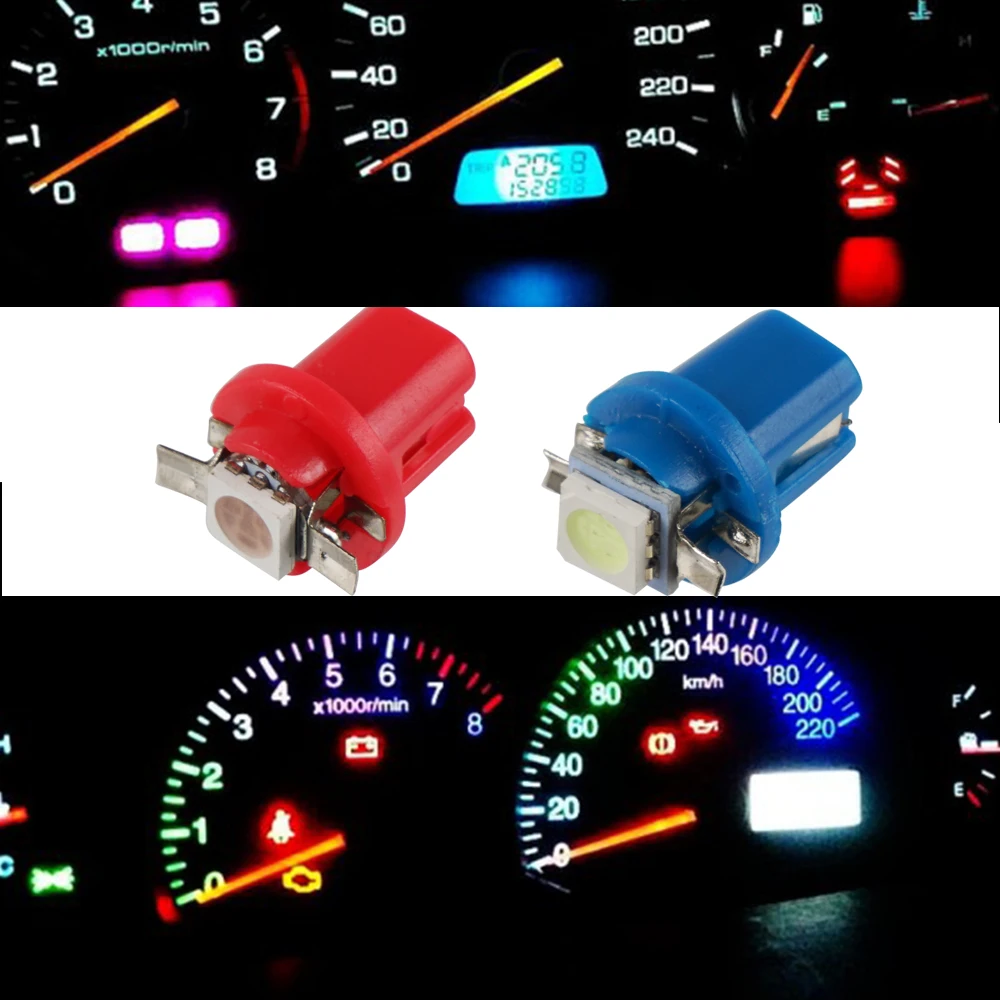 10 шт. T5 светодиодный B8.5D салона светильник автомобильный инструмент лампа