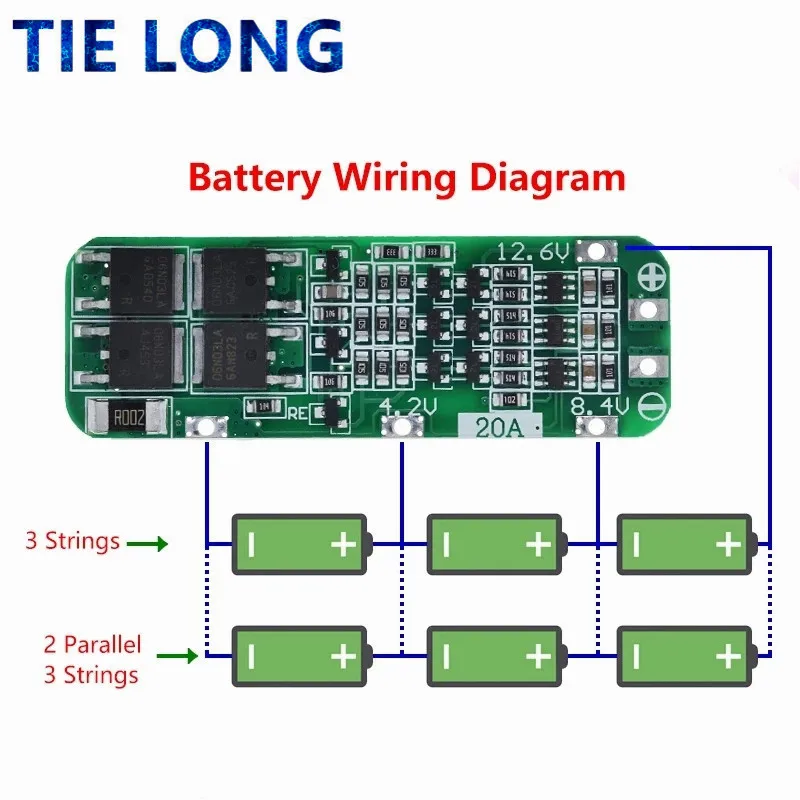 Зарядное устройство для литий-ионной литиевой батареи 3S 20A 18650 печатная плата