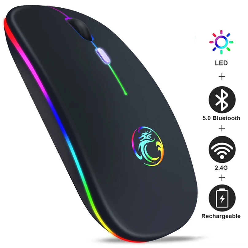 

Мышь компьютерная беспроводная, бесшумная, с RGB-подсветкой, Bluetooth