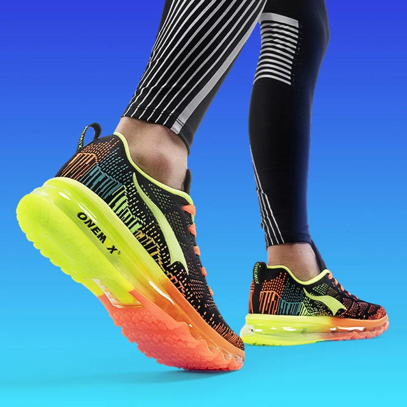 ONEMIX Men's Sport Running Shoes Music Rhythm Man Sneakers Breathable Mesh Outdoor Athletic Shoe Light Male Shoes Size EU 39-47