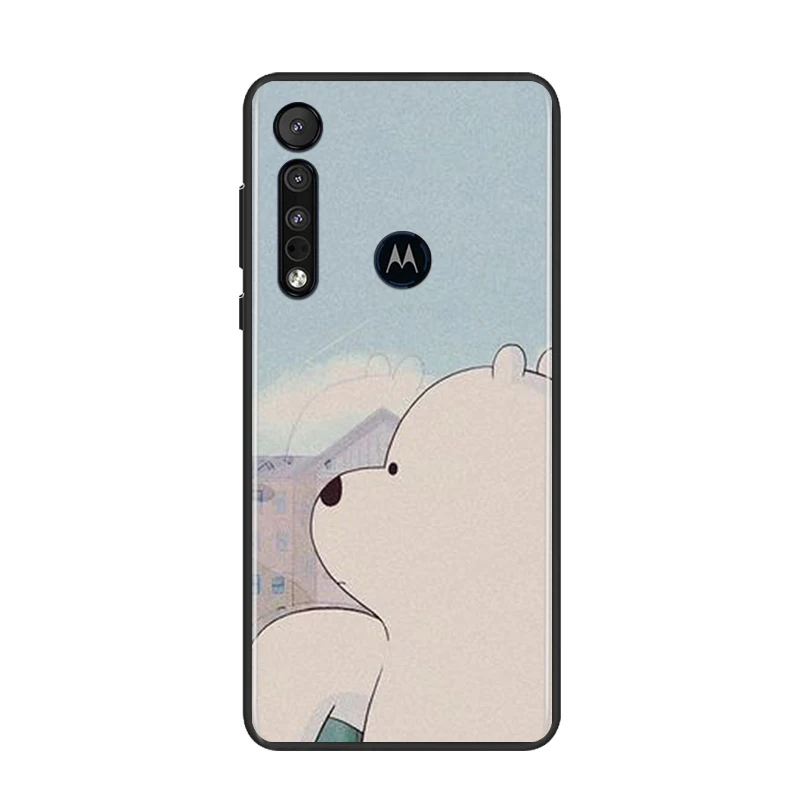 

Cartoon Bear Lover for Motorola G9 G8 G Edge One E7 E6 Power Lite Marco Hyper Fusion Plus Play Black Phone Case