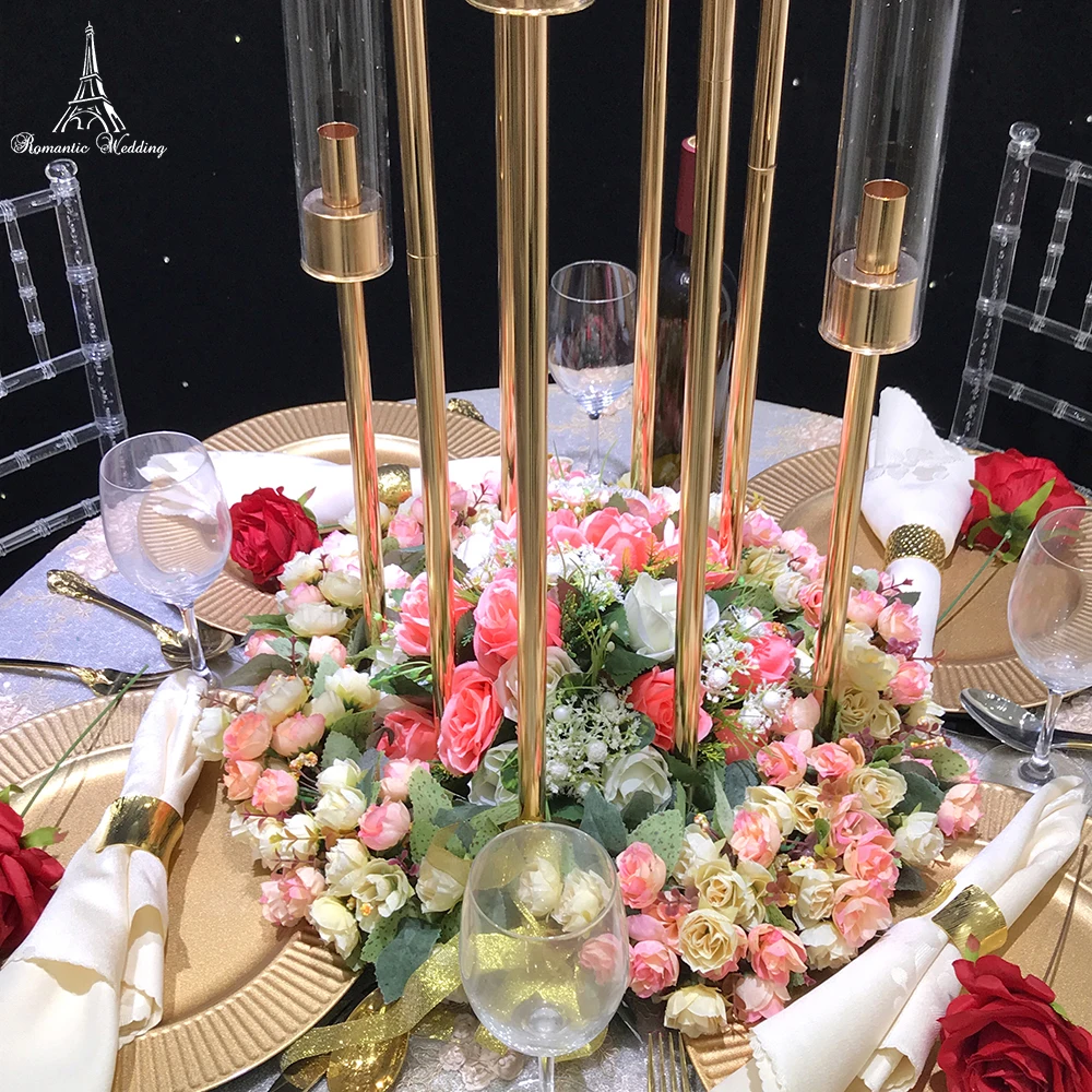 6 шт./лот 8 головок металлический подсвечник золотой стеклянная крышка свадебный