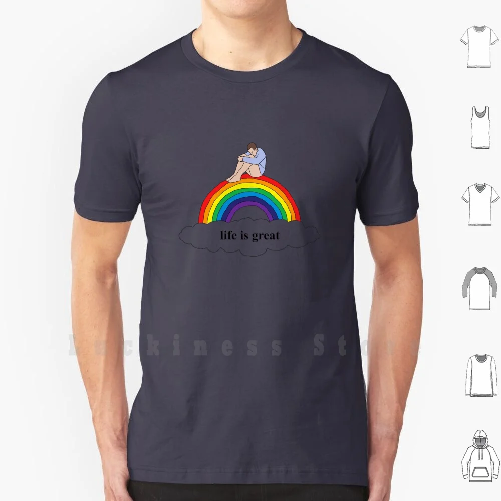 

Life Is Great T Shirt Print For Men Cotton New Cool Tee Ironic Sarcastic Life Sucks Life Is Great Funny Weird Rainbow