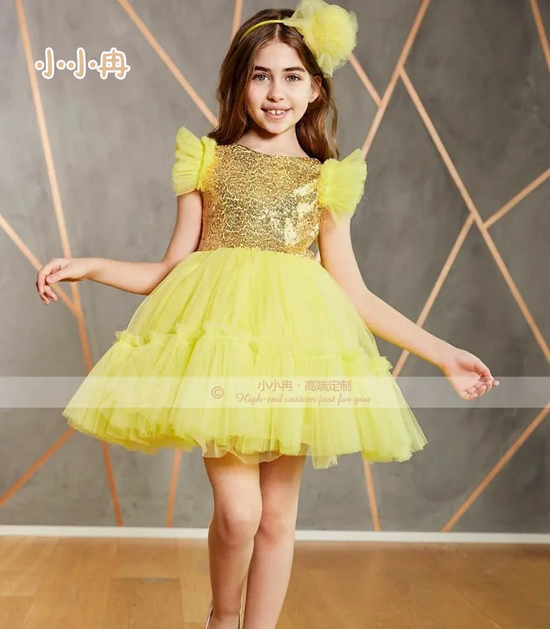 

Cute Infant Girls Dresses Sequins Children Birthday Dress Kids Clothes Christmas Dress Pageant Gown