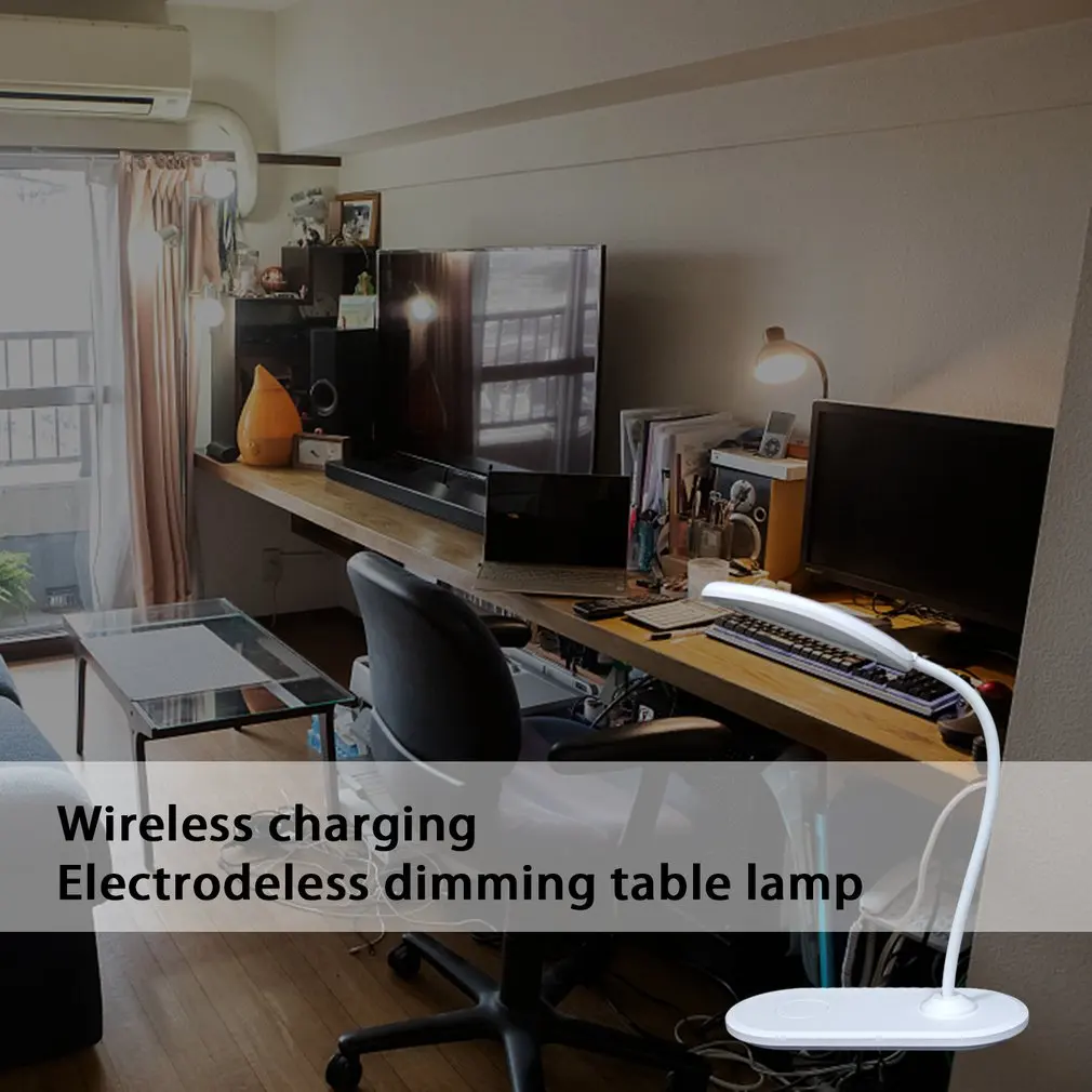 

Dimmable LED Bedside Lamp With Wireless Charger 15W Touch Control Desk Lamp For Bedroom Office Household