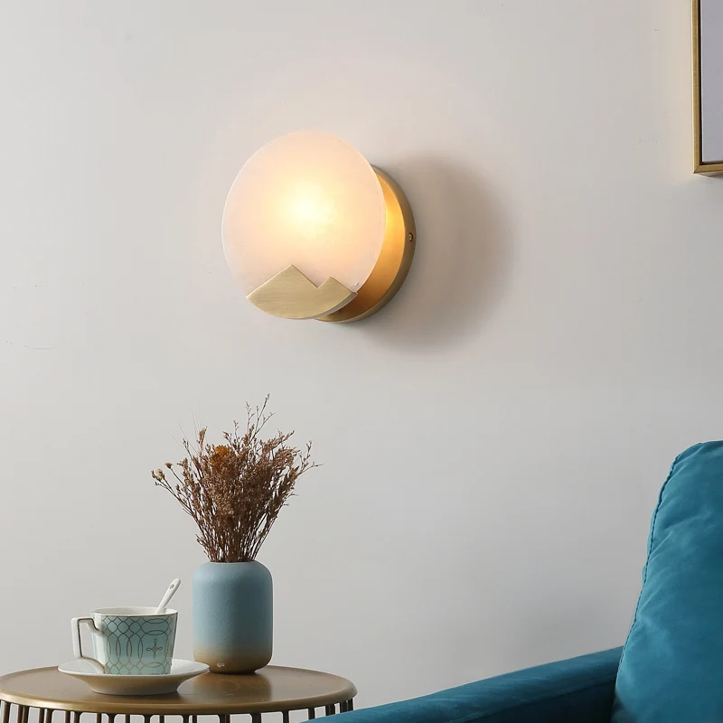 

Bedroom bedside lamp jade creative modern minimalist home study living room light luxury decorative wall lamp