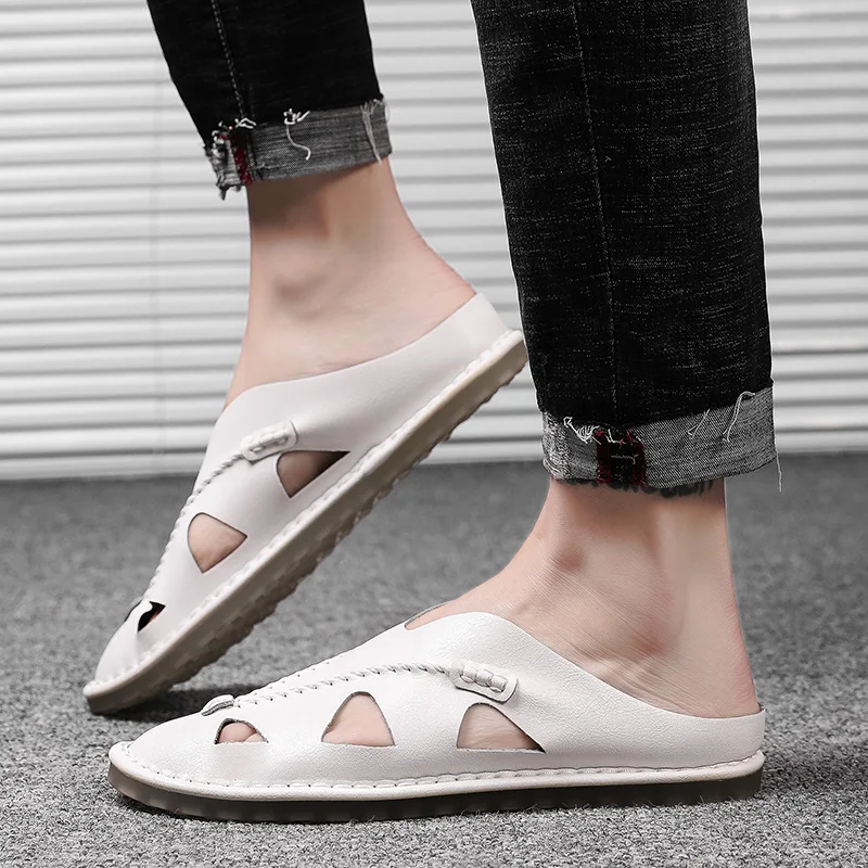 

Male Sandal Summer Sandals Men Casual Mens Leather Roman Samool Shoes Man Gladiator Sandles For Holes Big