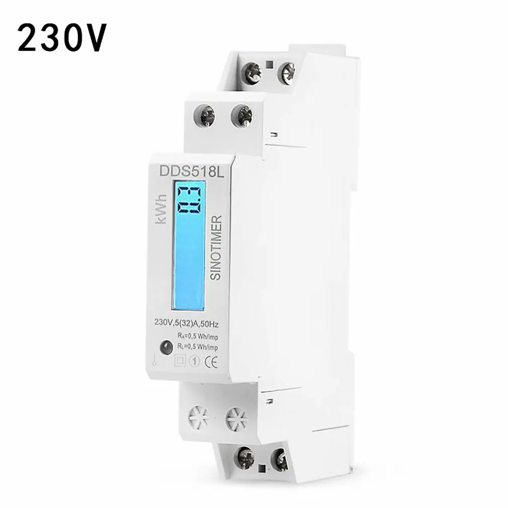 

Single Phase LCD Backlit Wattmeter Power Consumption Watt Energy Meter KWh AC 230V 50Hz 110V 60Hz Electric Din Rail Mount