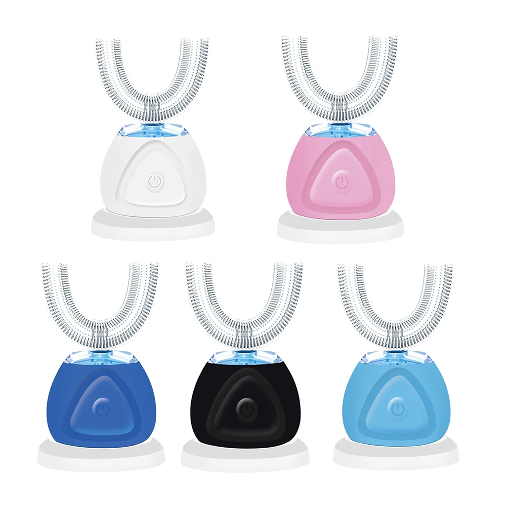 

U Type Silicone Electric Toothbrush USB Charging Tooth Whitening Blue Light