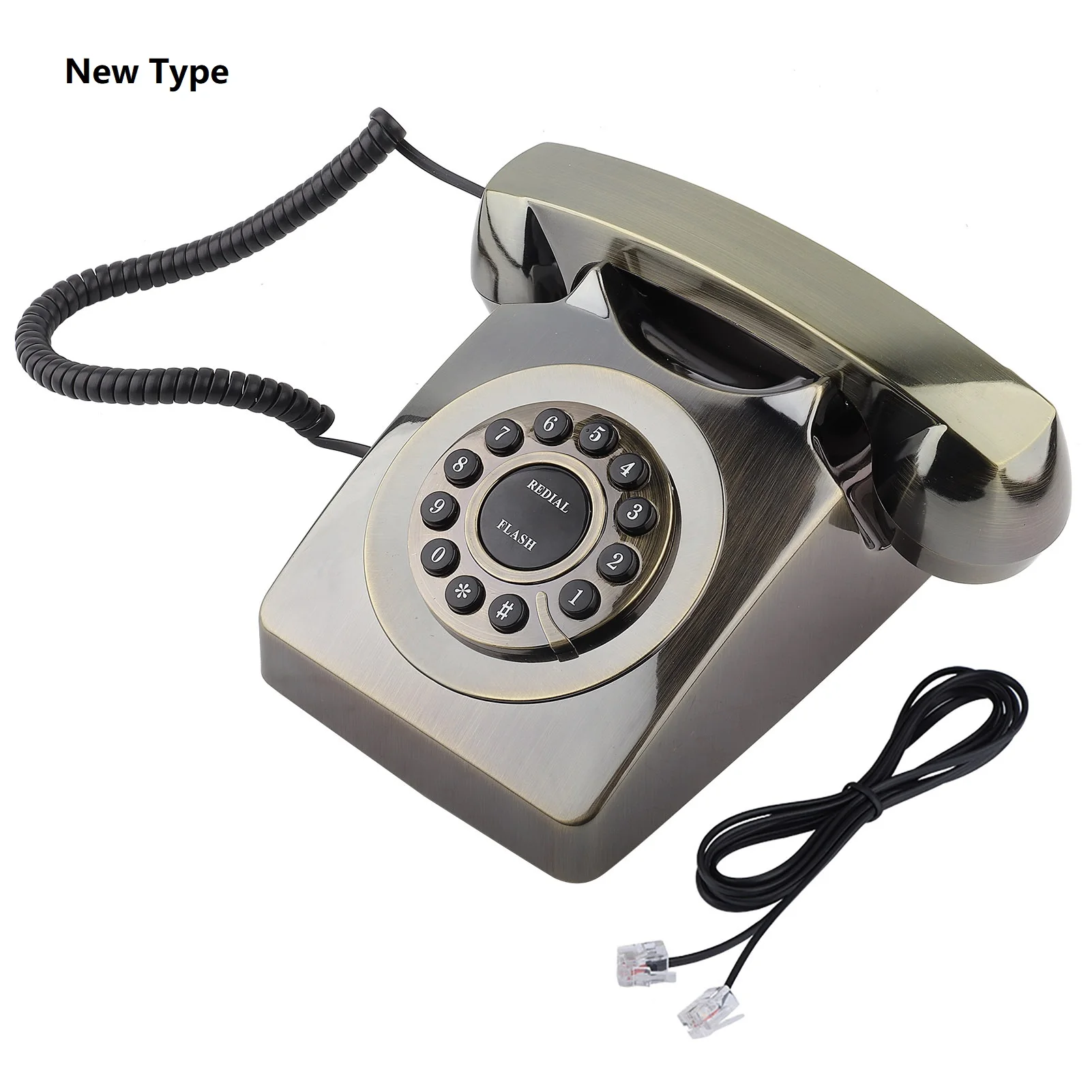 Стационарный ретро телефон с кнопочным циферблатом настольный проводной