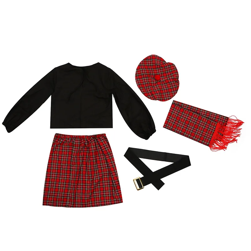 Retro Plaid boys girls Scotland Costume Scottish kilt Skirt full suit national dress halloween party cosplay costume clothes |