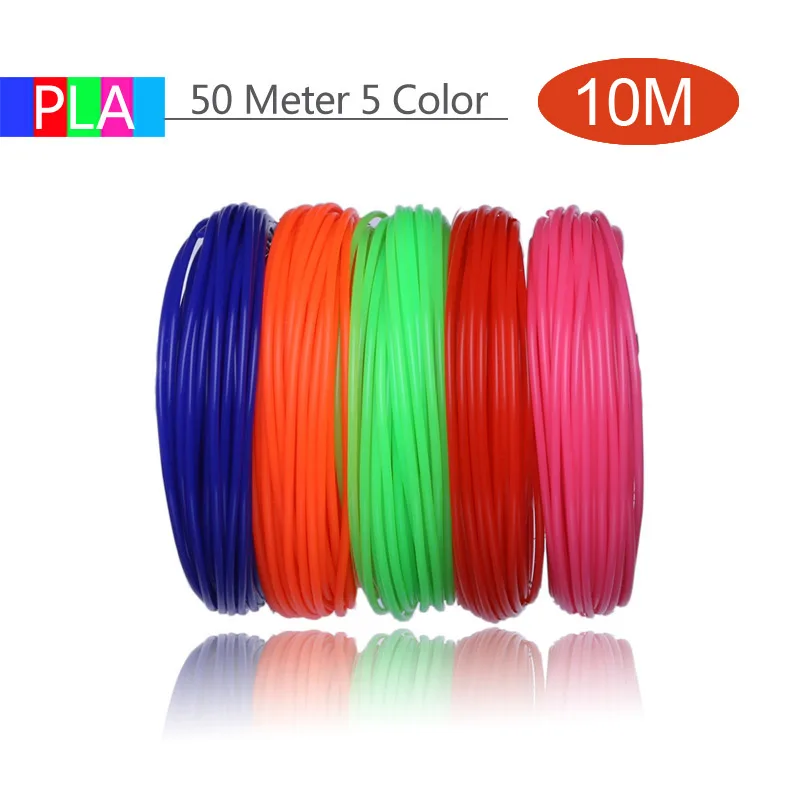 50 Meter 5 Color 3D Ручка PLA Filament 200 метров, 20 цветов, 1,75 мм, пластиковые нити, 3 d материалы для принтера, для 3D ручек, детские подарки на день рождения - Цвет: 50 Meter 5 Color