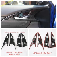 carbon fiber look interior for honda civic hatchback 2020 2021 car inner door pull doorknob hand clasping handle bowl cover trim