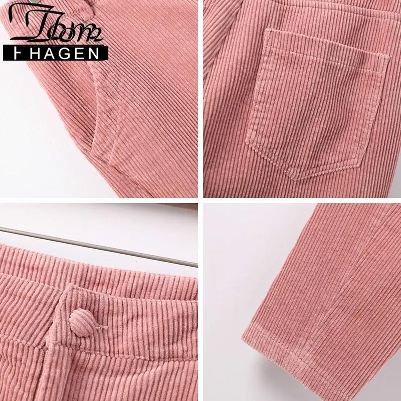 Женские свободные брюки шаровары Tom Hagen повседневные вельветовые большого