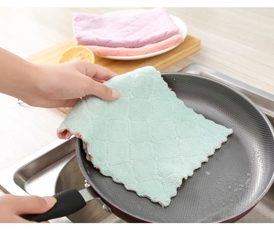 

Microfiber Hydrophilic Cloth Curl Cleaning Mop Rag Household for Dishes Cloth Glasses Home and Kitchen Accessories Gad Gets Tool