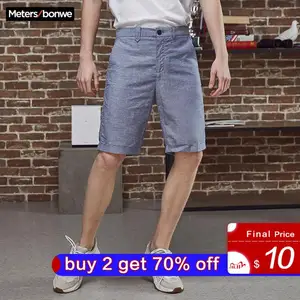 Metersbonwe мужские летние повседневные короткие брюки хлопок линия Мода Винтаж бизнес шорты сплошной цвет дышащие размера плюс