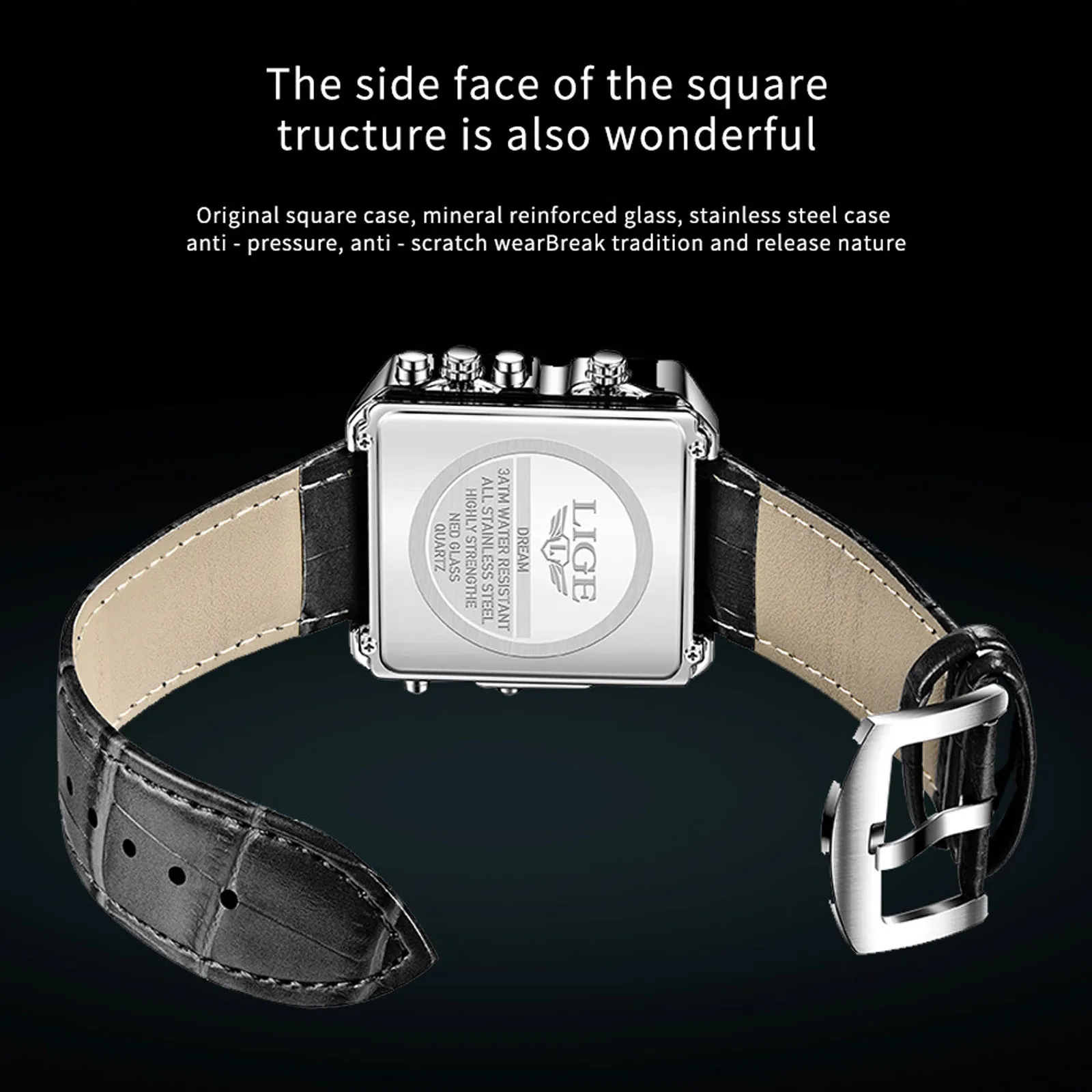 

Mens Quartz Wristwatches Dual Display Analog Digital Electronic Clock 2021 Fashion Style Sports Male Square Business Watches Ap1