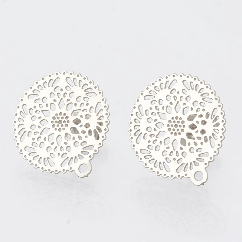10 шт. новые очаровательные серьги из нержавеющей стали с цветочным узором