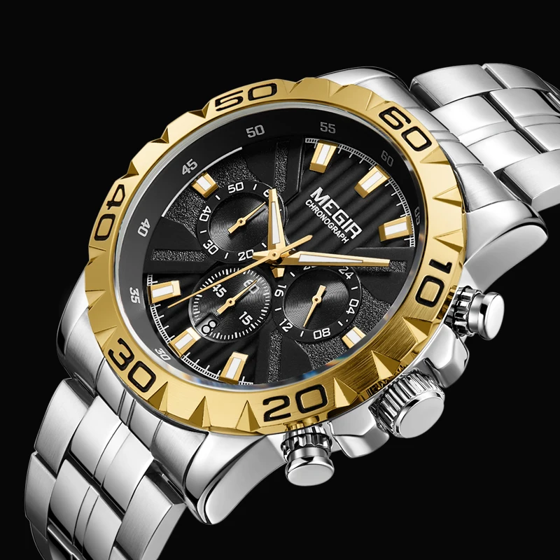 MEGIR новые часы для мужчин с хронографом кварцевые Бизнес Мужские брендовые