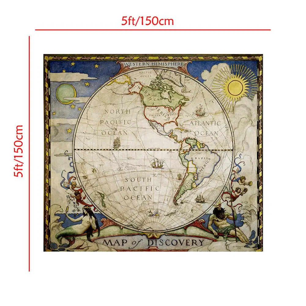 

150x150cm Medieval Style Decorative Map Non-woven Home DIY Decor Map For Living Room Office Wall Decor