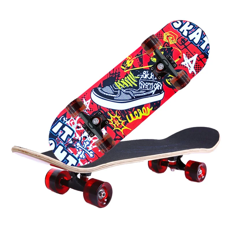 

AddFun Double Rocker Skateboard for Adults All Terrain Wheels Longboard Tickers Skate Boards Completed Damping and Anti-skid