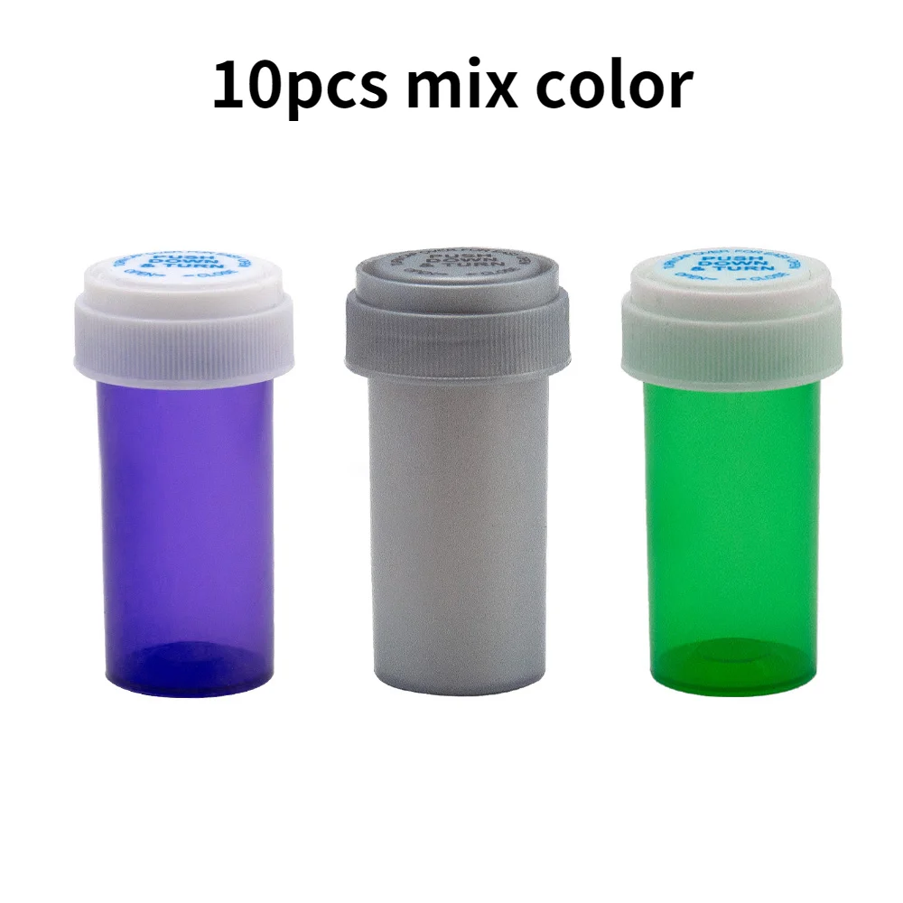 

8dr Herb Weed Box Push Down & Turn Vial Container Acrylic Plastic Storage Stash Jar Pill Bottle Case Box Herb Container Pocket