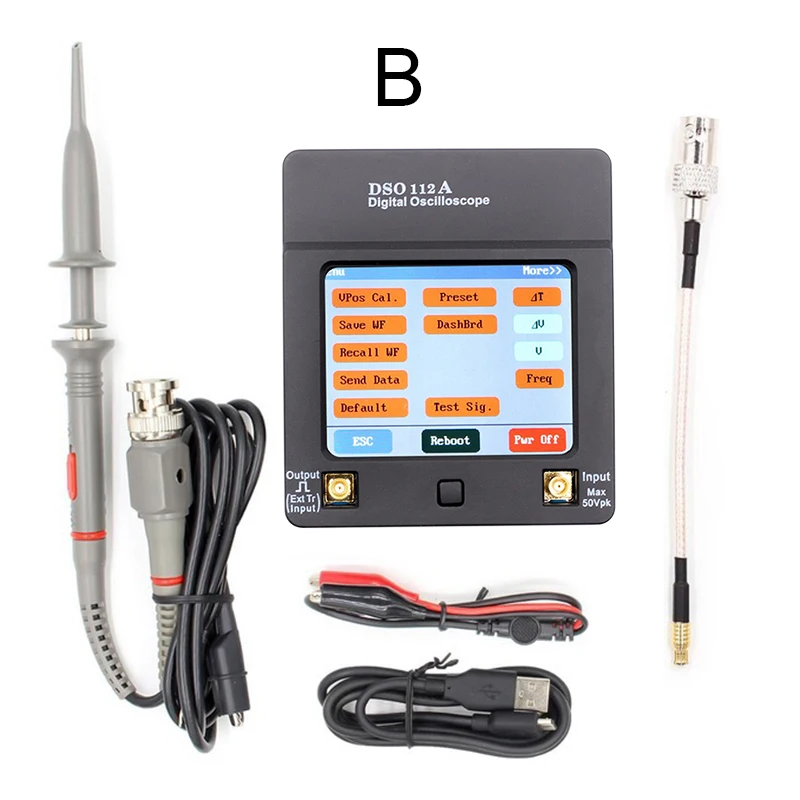 

DSO112A TFT Mini Digital Oscilloscope Portable USB Oscilloscope Interface 2MHz 5Msps with Touch Screen FKU66