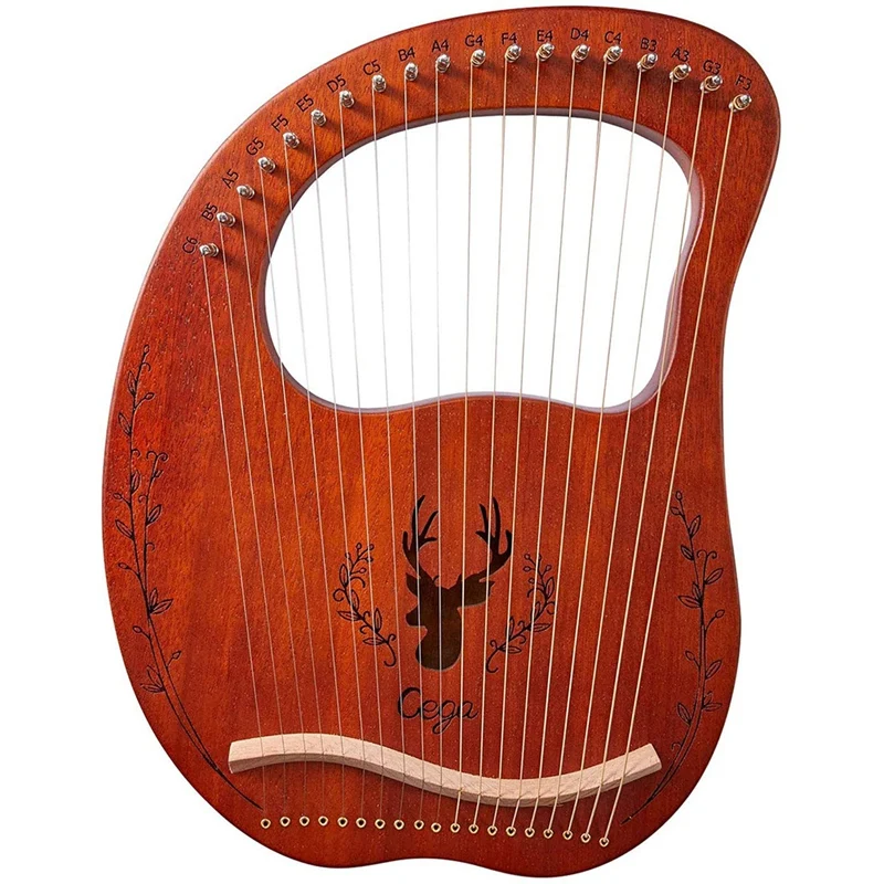 

Cega Lyre Harp,19 String Mahogany Lye Harp Resonance Box With Carry Bag Portable Lyre 19 String Carved Phonetic Symbols