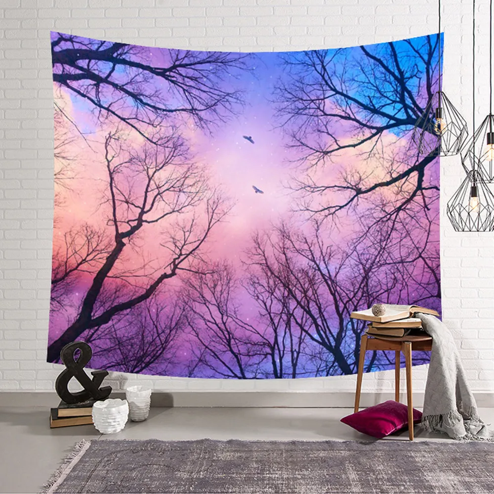 

Natural Forest Large Wall Hanging Tapestry Wall Mount Sunshine Tree Wall Cloth Bohemian Mandala Tapestries Home Decor 150x130cm