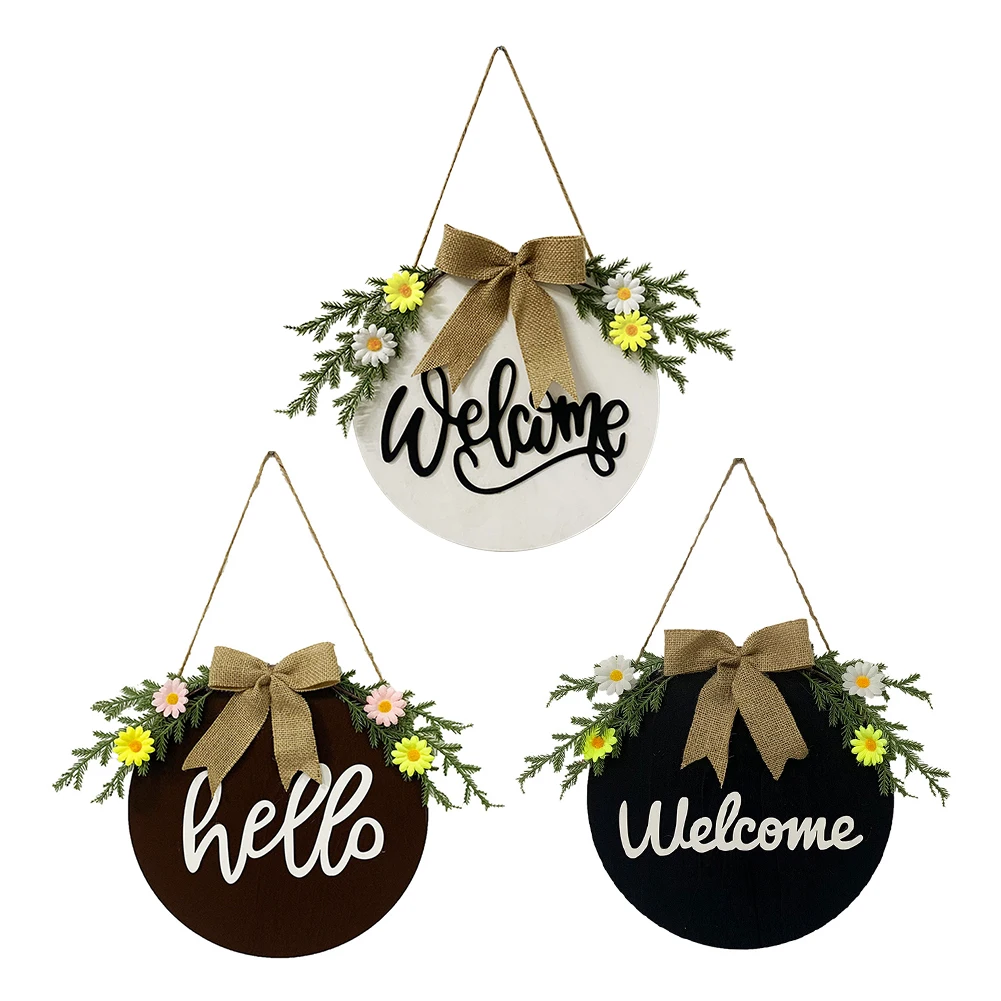 

Wooden Restaurant Garland Festival Supplies Home Decor 30cm Round Crafts Hanging Wreath Party Welcome Sign Rustic For Front Door