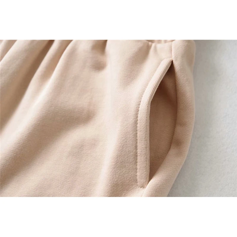 

Sukibandra 2021 Summer Women Casual Korean Fashion Knee Length Apricot Pants Elastic Waist Cotton Loose Wide Leg Short Pants