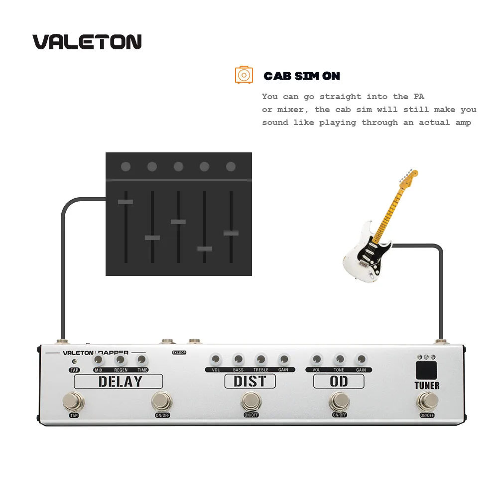 Valeton мульти эффекты газа педаль де Gutaria Dapper серии 4 в 1 с тюнером, овердрайв, искажения, задержка педаль эффект VES-1