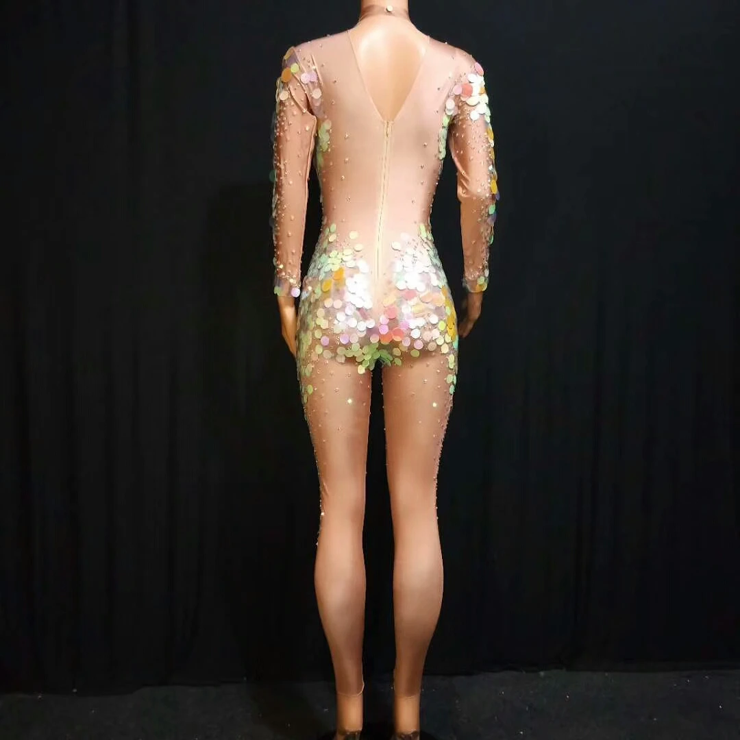 Multicolor Sequins Rhinestones Women Bandage Jumpsuit Sexy Nightclub Outfit Singer Dancer Costumes Female Rave Festival Clothing |