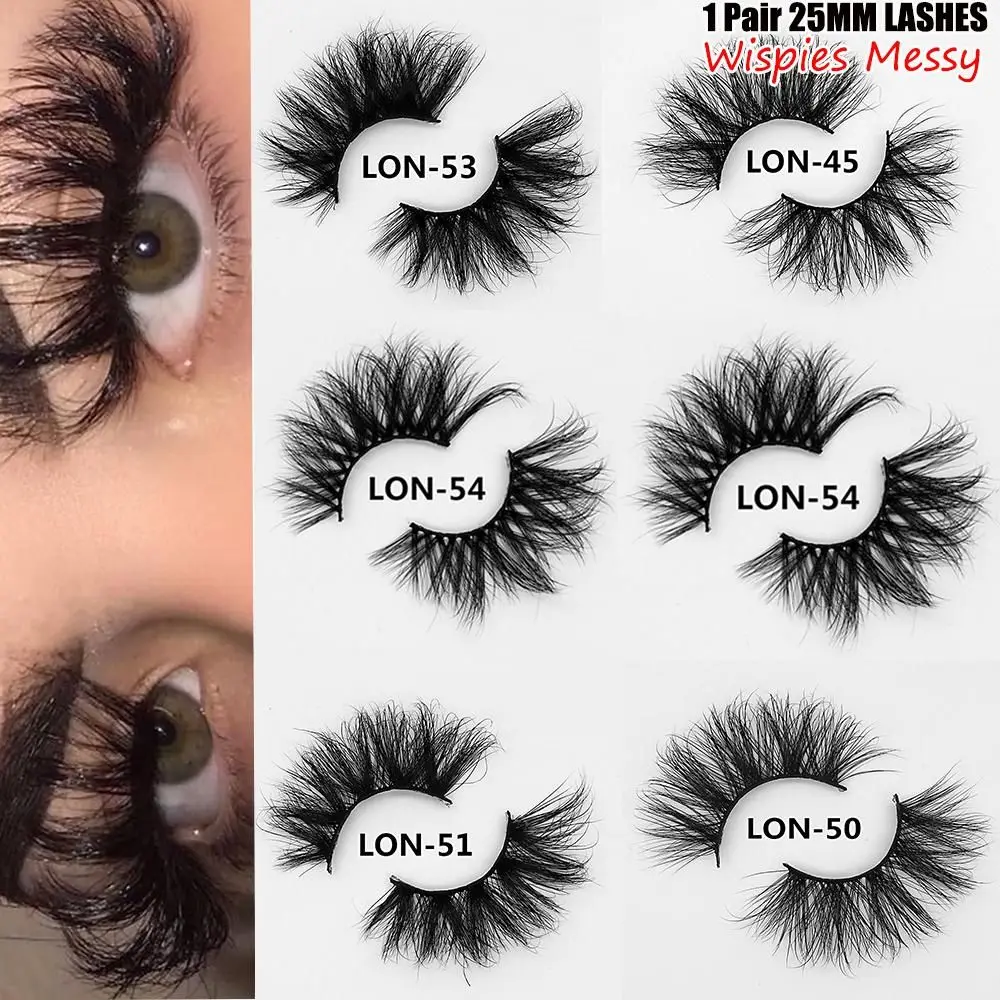 

1 Pair Cruelty-free Wispies Fluffies Eye Makeup Tools Messy False Eyelashes Thick Long 25MM Lashes 100% 3D Mink Lash