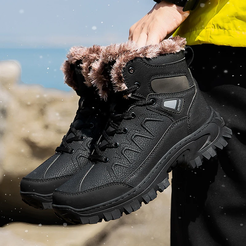 Мужские ботинки Зимняя мужская обувь ботильоны мужские зимние с круглым носком