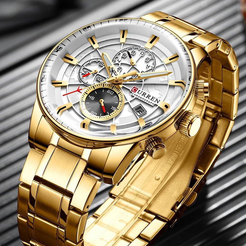 

Watch Men Top Luxury Gold Sport Waterproof Quartz Watches Mens Chronograph Date Male Clock relogios masculino