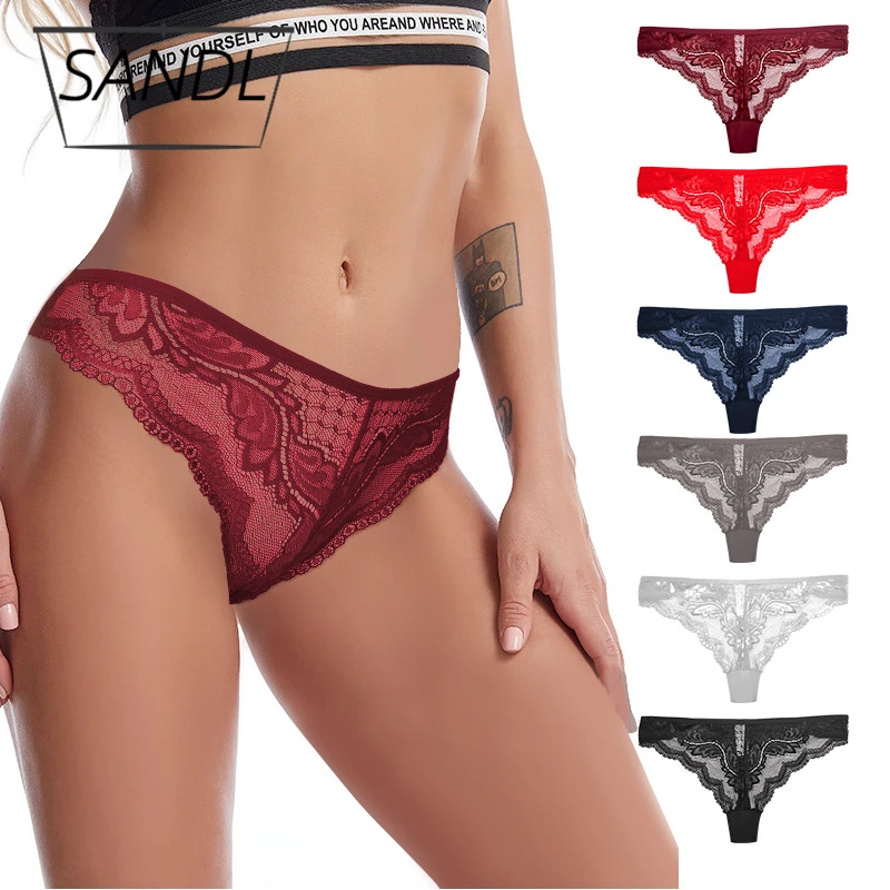 

SANDL Women's Panties Intimate Sexy Lace Underwear Female Low-Waist Translucent Tanga Sensual Lingerie Underpants Briefs New