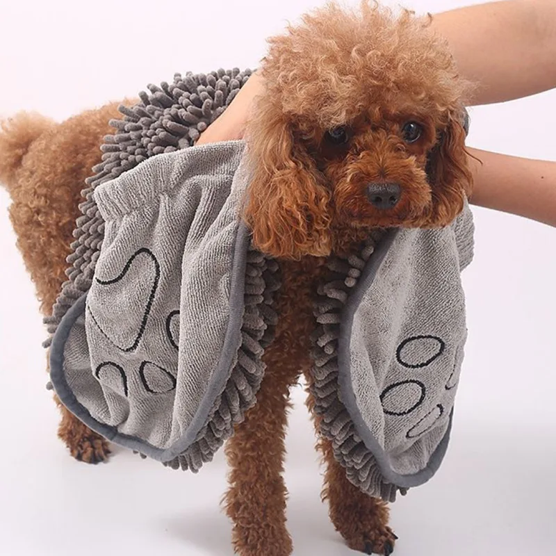 

Chenille Pet Towel Super Absorbent Dog Cat Bath Towel Glove Type Quick Drying Bath Towel Pet Cleaning Accessories Supplies