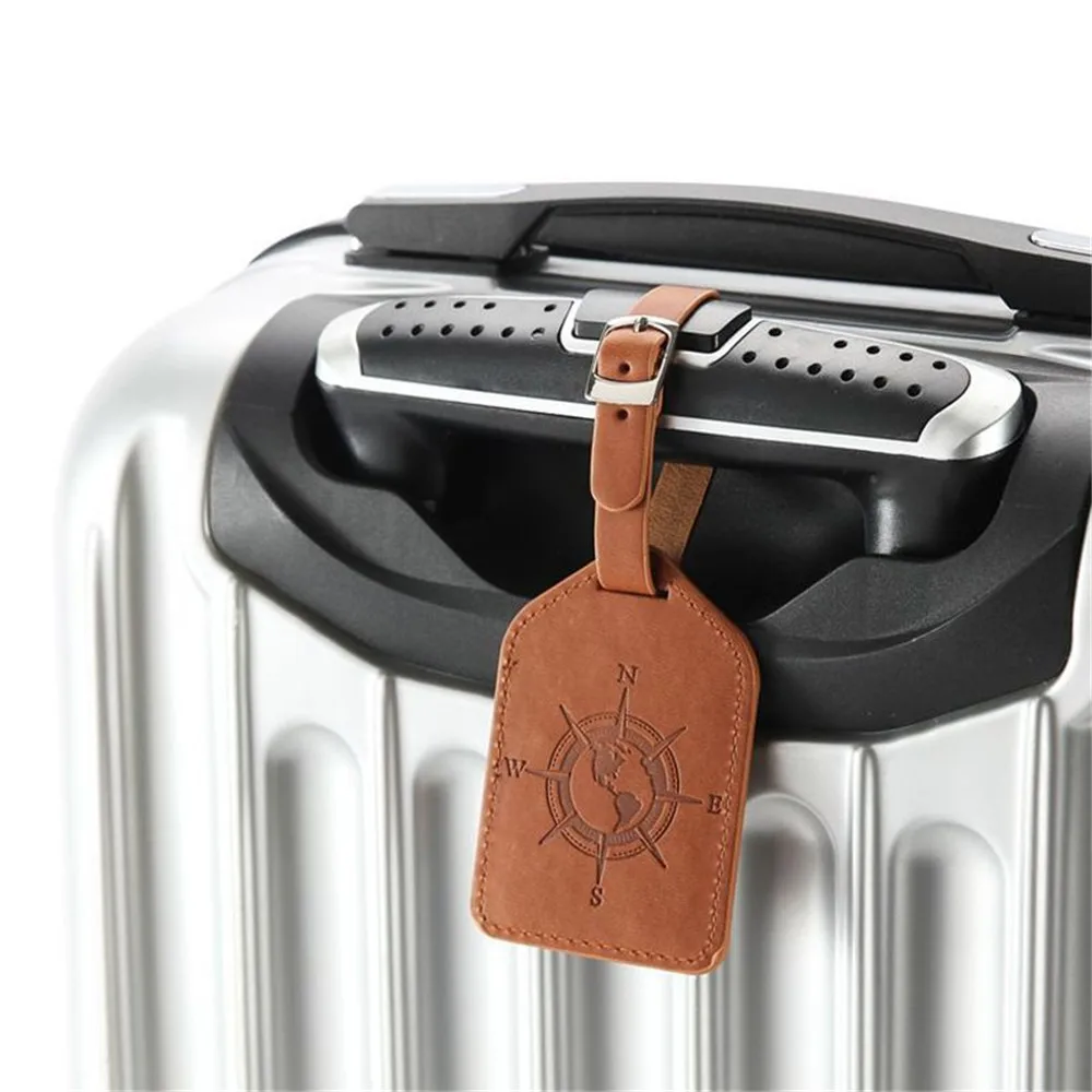

Compass Luggage Tag PU Leather Suitcase ID Name Address Holder Portable Lable Baggage Boarding Tag Bag Pendant Travel Accessorie
