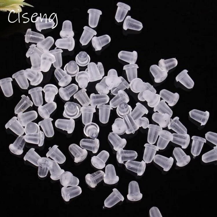 

Ciseng 200pcs/lot 4*3mm Soft Silicone Rubber Earring Back Stoppers for Stud Earrings DIY Earring Findings Bullet Tube Ear Plugs