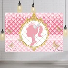 Розовый фон для дня рождения девочки, фон для дня рождения, декор для вечеринки в честь рождения ребенка, конфеты, стол, баннер, Plinth