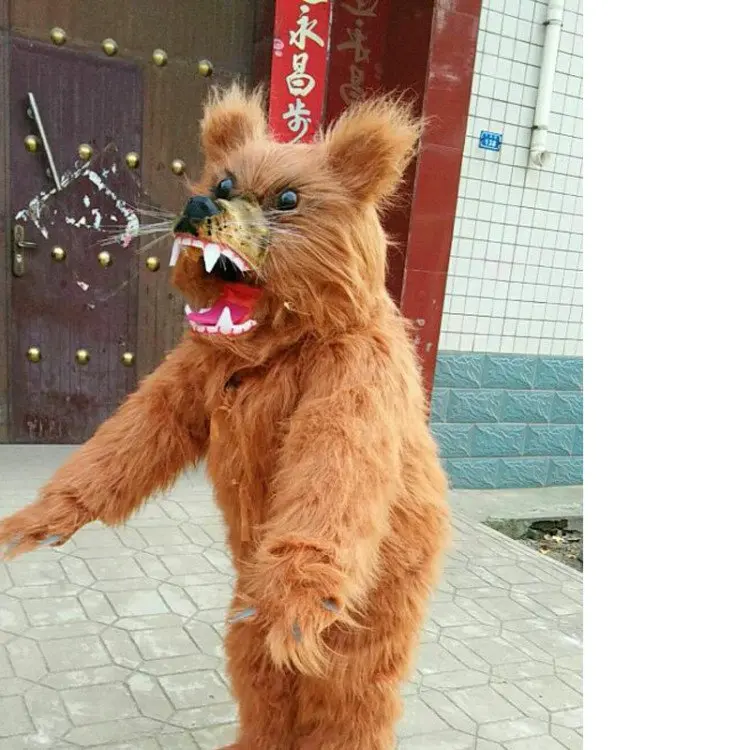mascot B Костюм талисмана с длинным мехом коричневого медведя, костюм персонажа из мультфильма для взрослых, наряд для Хэллоуина, вечерние костюмы для сцены и драмы - Цвет: mascot B