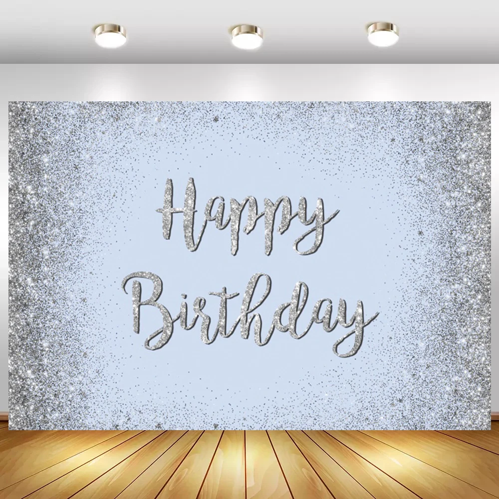 

Виниловый фон для фотосъемки на день рождения с серыми блестками на заказ обеденный стол Баннер постер семейная вечеринка