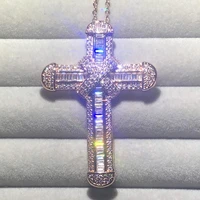 luxury 18k rose gold exquisite bible jesus cross pendant necklace for women men crucifix charm created diamond jewelry