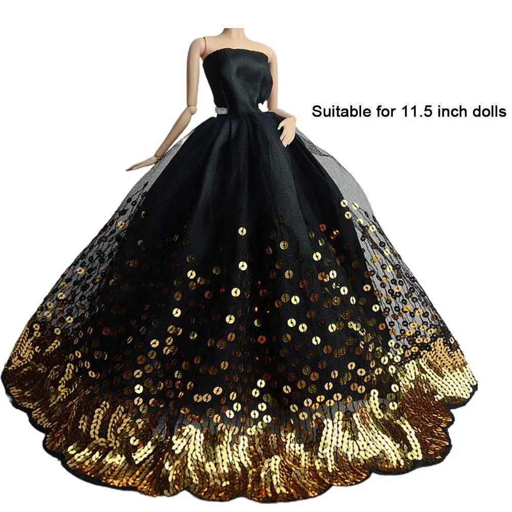 

30cm Doll'S Black Princess Dress Doll'S 6-Point Baby Dress Accessories30cm Princ Black Skirt Wedding Clothes Doll'S Outfit T6Y2