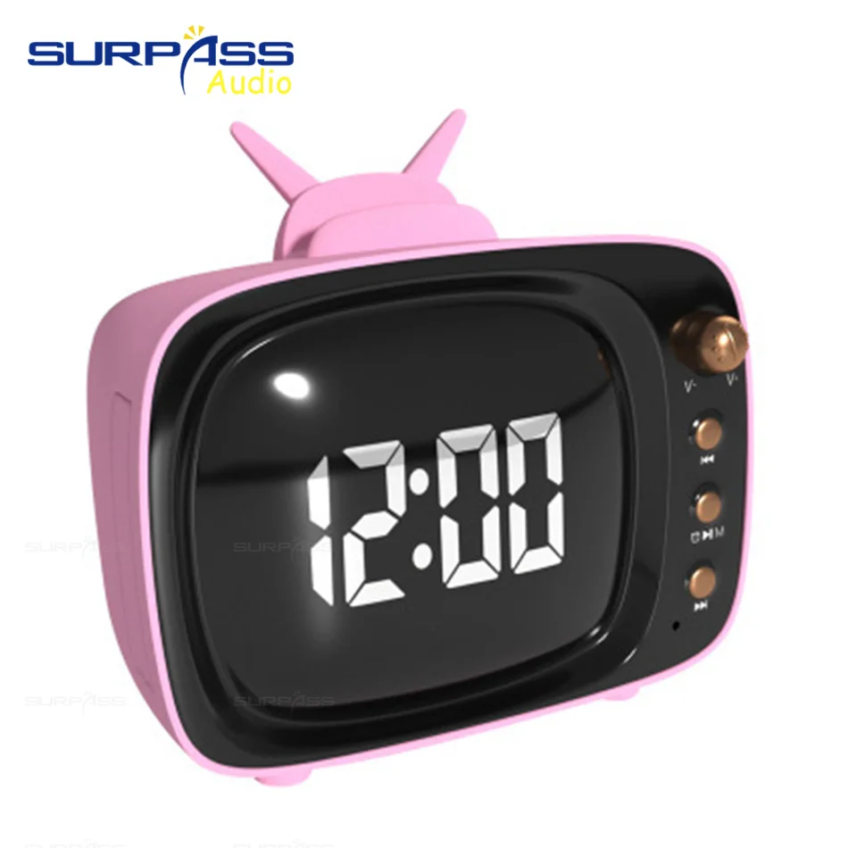 Ретро ТВ светодиодный будильник динамик беспроводной Bluetooth Сабвуфер новый